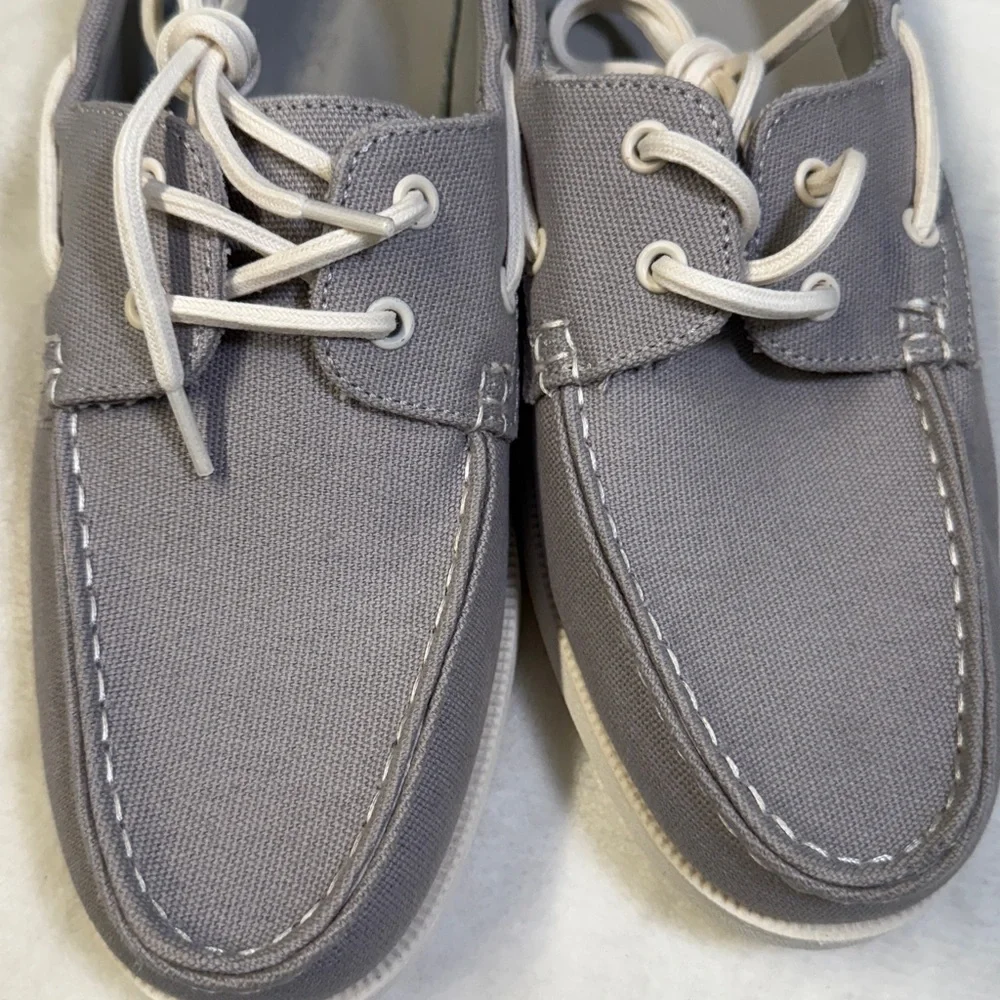 Club Room Men's Elliot Lace-Up Cotton Canvas Boat Shoes- Size 7